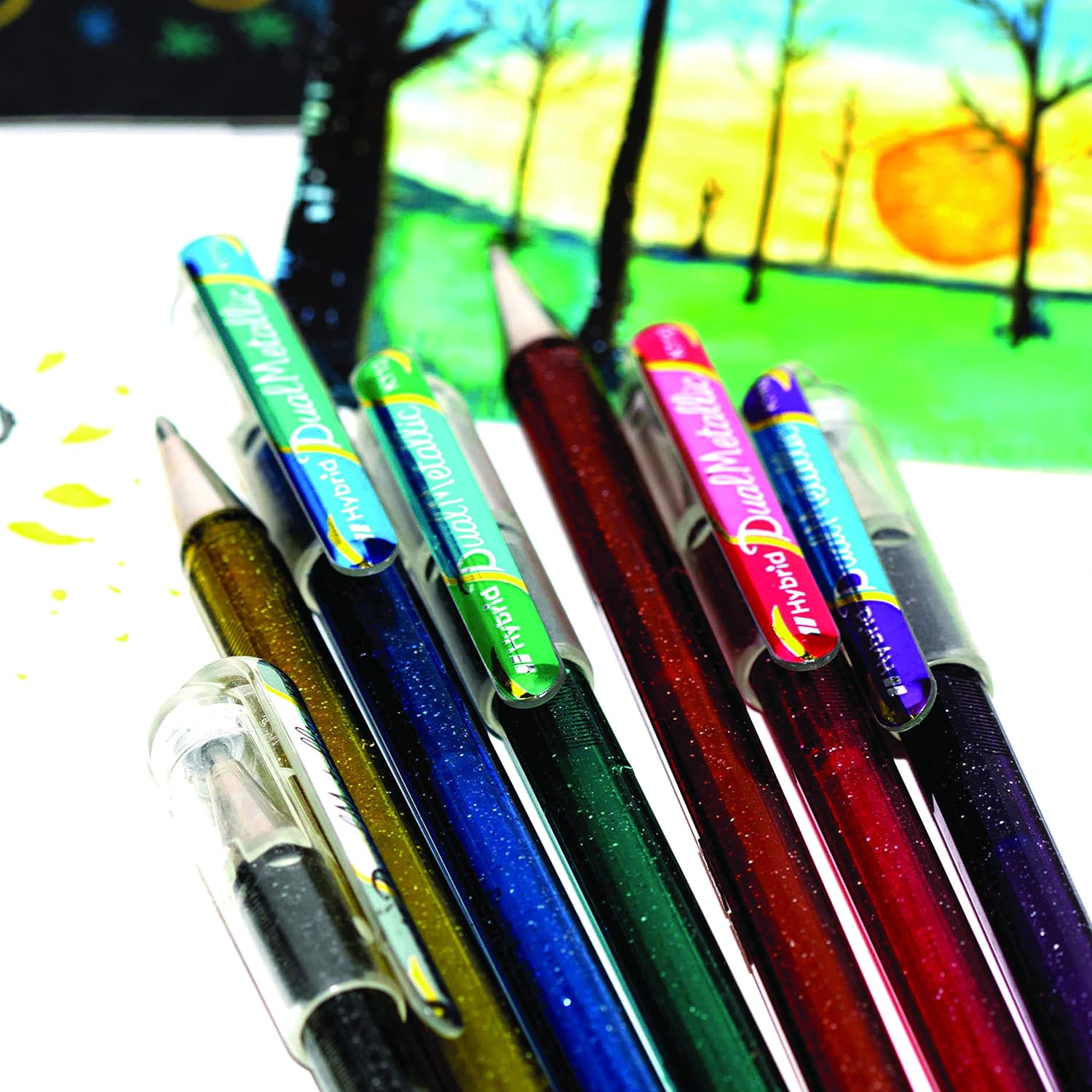 Hybrid Dual Metallic Gel Rollerball - Blue/Green (Pack of 12)