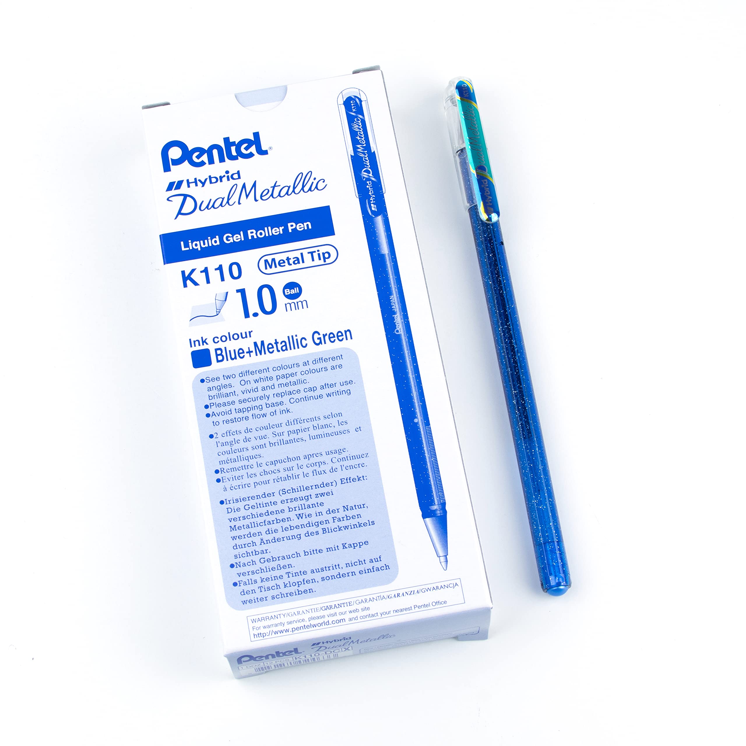 Hybrid Dual Metallic Gel Rollerball - Blue/Green (Pack of 12)