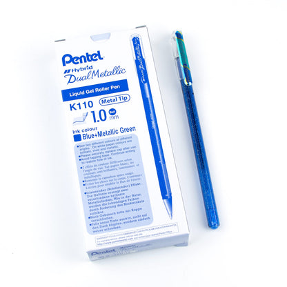 Hybrid Dual Metallic Gel Rollerball - Blue/Green (Pack of 12)