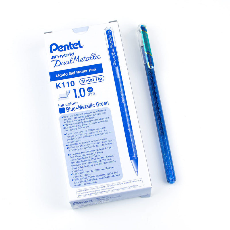 Hybrid Dual Metallic Gel Rollerball - Blue/Green (Pack of 12)
