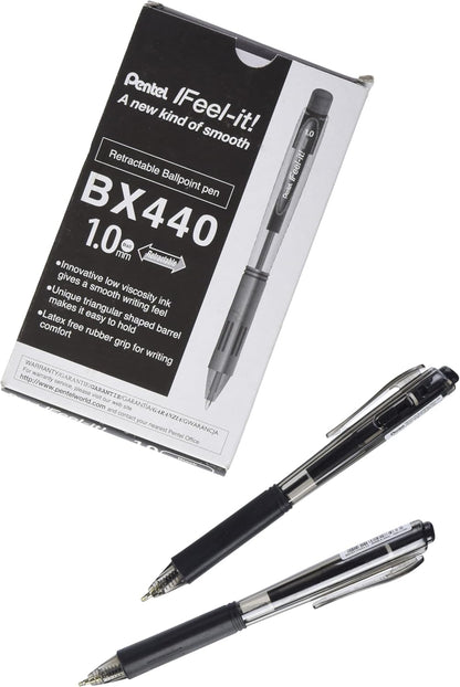 Pentel Feel-It BX440 Ballpoint Pen Black (Pack of 12
