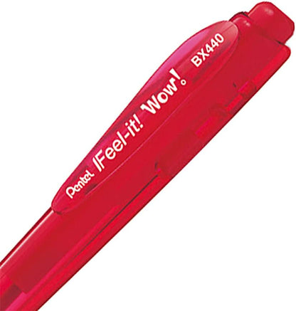 Pentel BX440 Feel-it! Wow! Ballpoint Pen 1 mm red 12 pcs