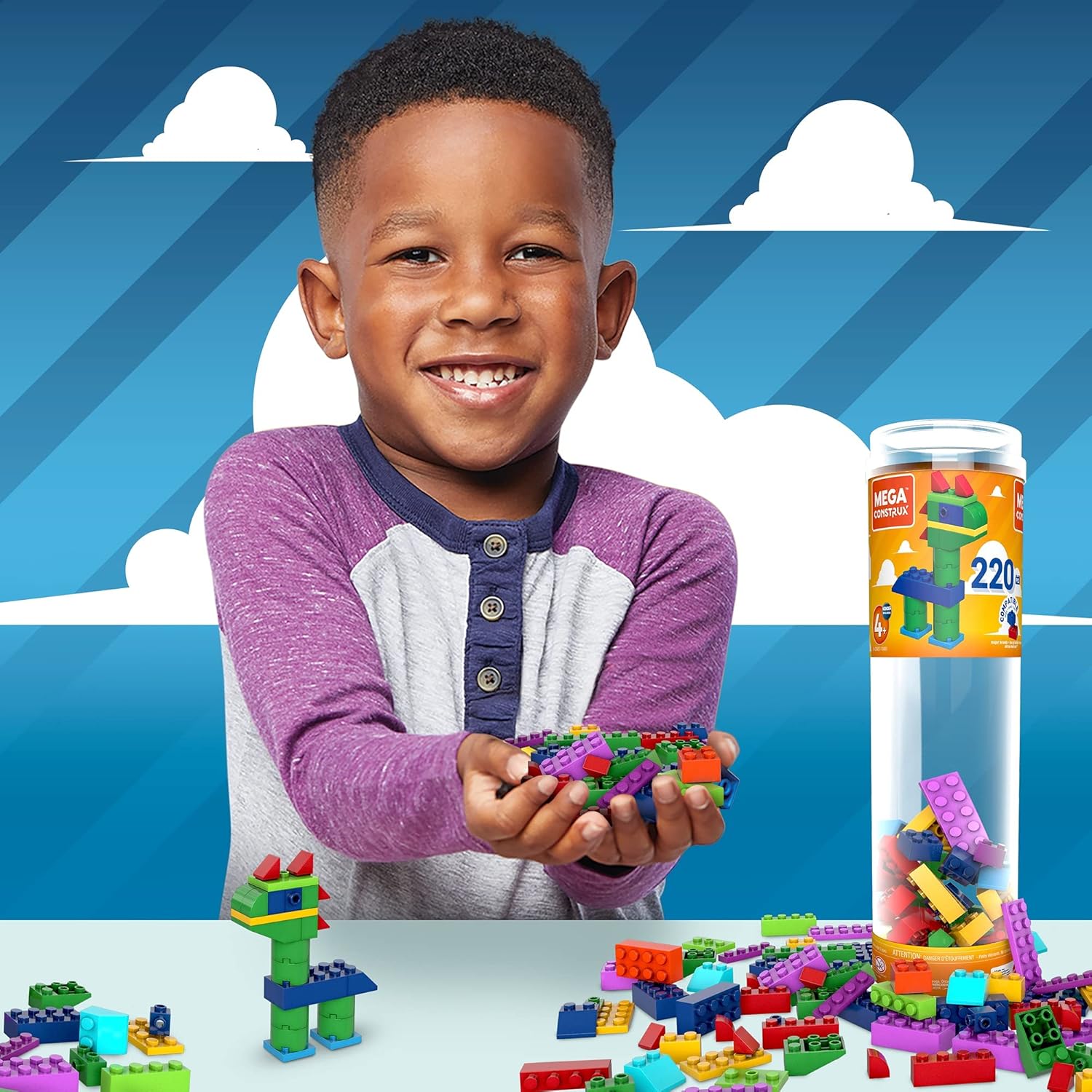 Mega Bloks Mega Construx Wonder Builders 220 pcs Building Tube