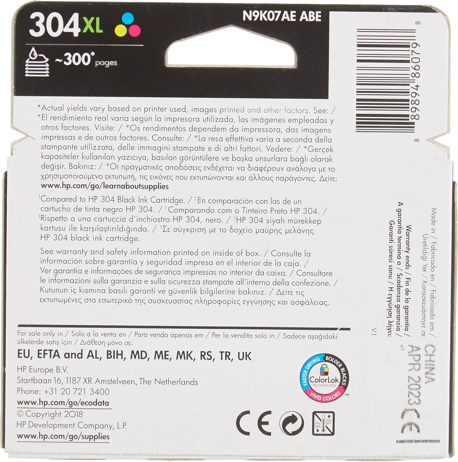 HP Cartucho de tinta Original 304XL tricolor