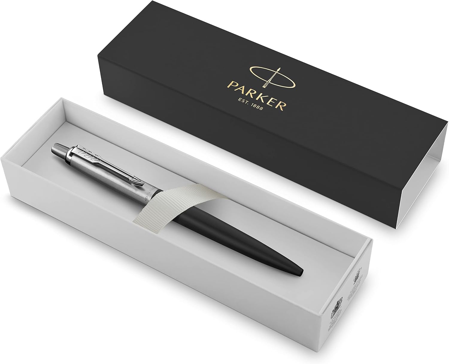 Parker - Bolígrafo Jotter XL, adorno cromado, punta mediana, tinta azul, en estuche de regalo, color negro mate Richmond, 1 Unidad (Paquete de 1)