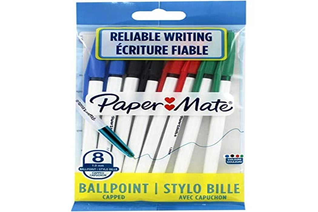 Lot de 8 stylos bille PAPERMATE 045 pointe fine couleurs assorties