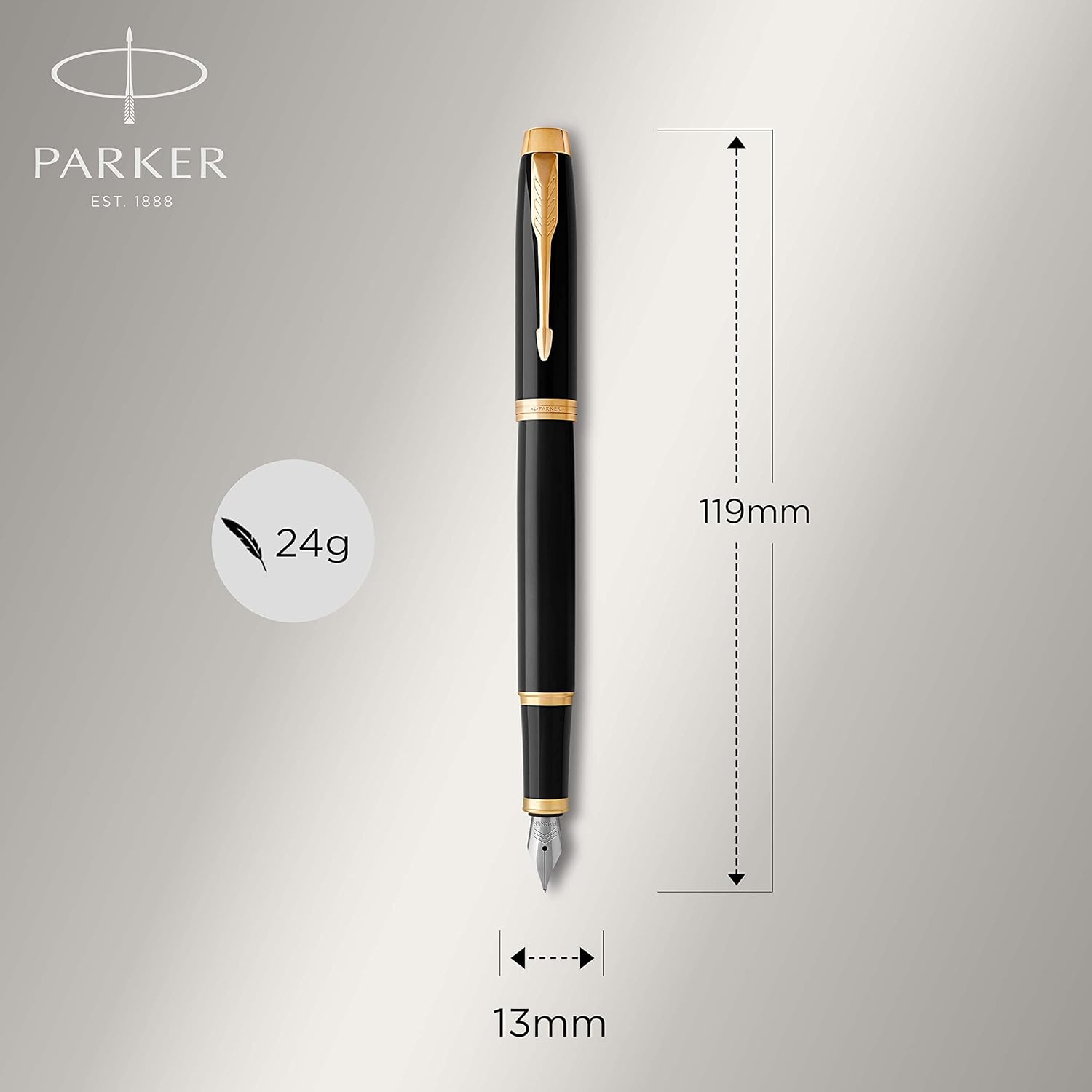 Parker IM Duo Gift Set with Ballpoint Pen & Fountain Pen | Gloss Black with Gold Trim | Blue Ink Refill & Cartridge | Gift Box