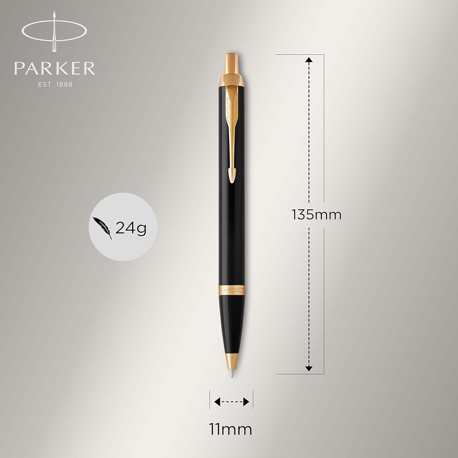 Parker IM Duo Gift Set with Ballpoint Pen & Fountain Pen | Gloss Black with Gold Trim | Blue Ink Refill & Cartridge | Gift Box