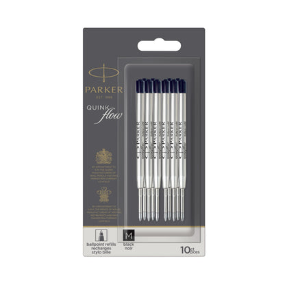 Parker Ballpoint Pen Refills | Medium Point | Black QUINKflow Ink | 10 Count