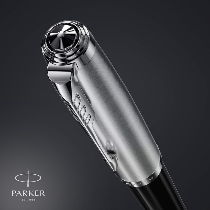 Parker 51 Ballpoint Pen | Black Barrel with Chrome Trim | Medium Point with Black Ink Refill | Gift Box