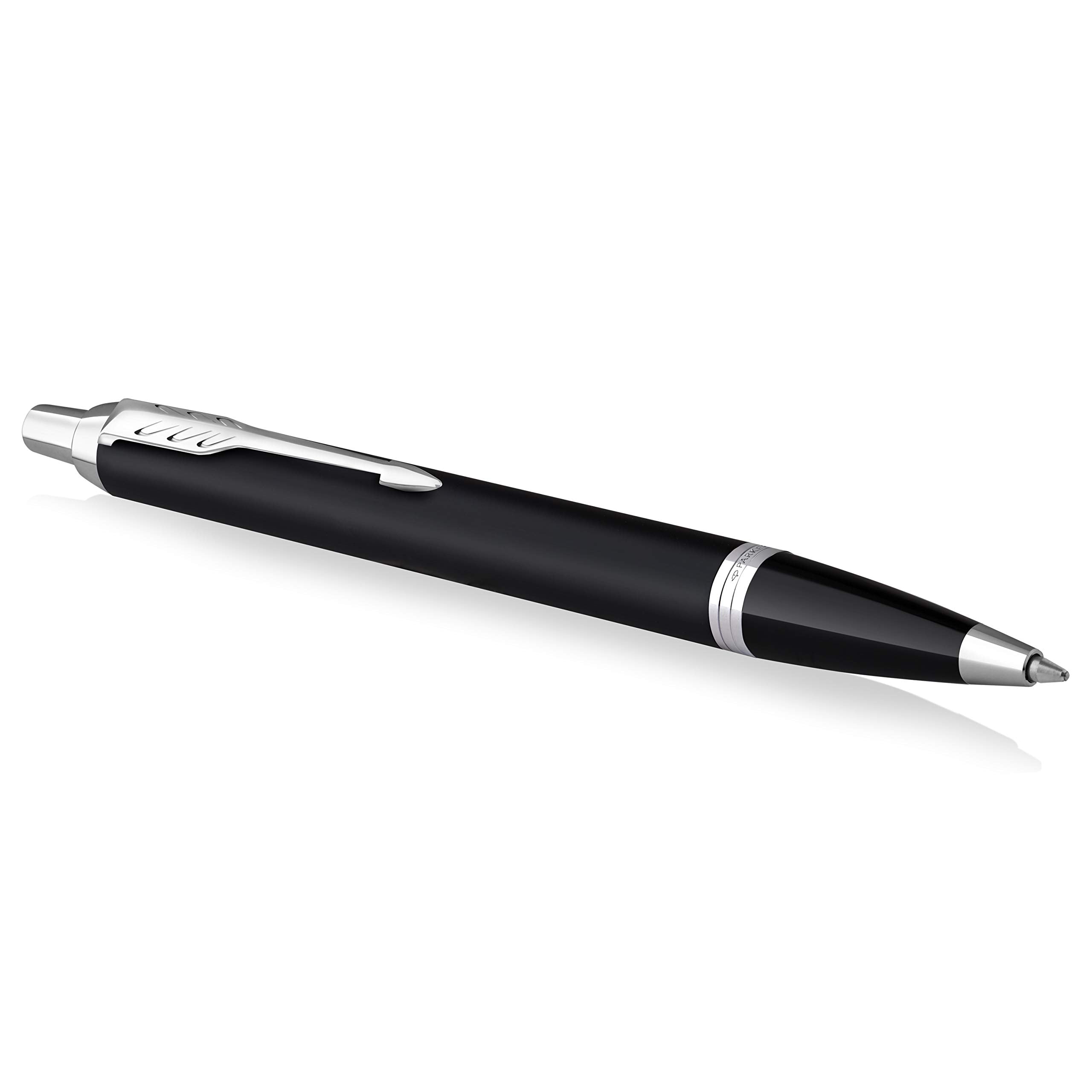 PARKER IM Ballpoint Pen | Matte Black with Chrome Trim | Medium Point with Blue Ink Refill | Gift Box