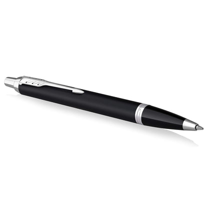 PARKER IM Ballpoint Pen | Matte Black with Chrome Trim | Medium Point with Blue Ink Refill | Gift Box