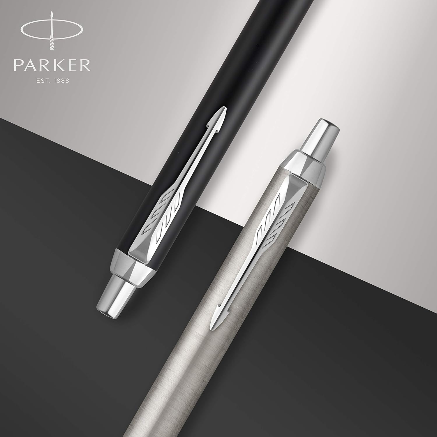 PARKER IM Ballpoint Pen | Matte Black with Chrome Trim | Medium Point with Blue Ink Refill | Gift Box
