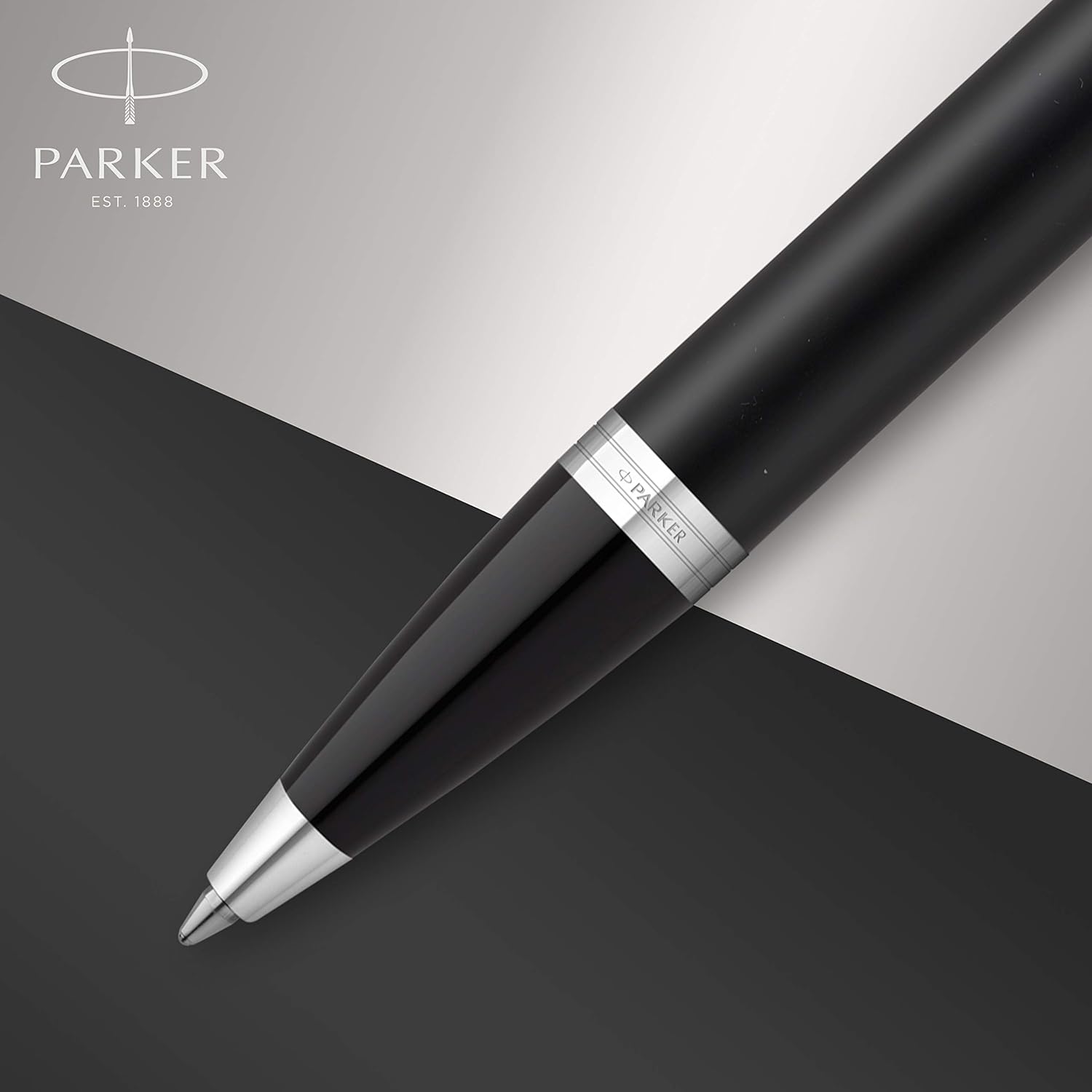 PARKER IM Ballpoint Pen | Matte Black with Chrome Trim | Medium Point with Blue Ink Refill | Gift Box