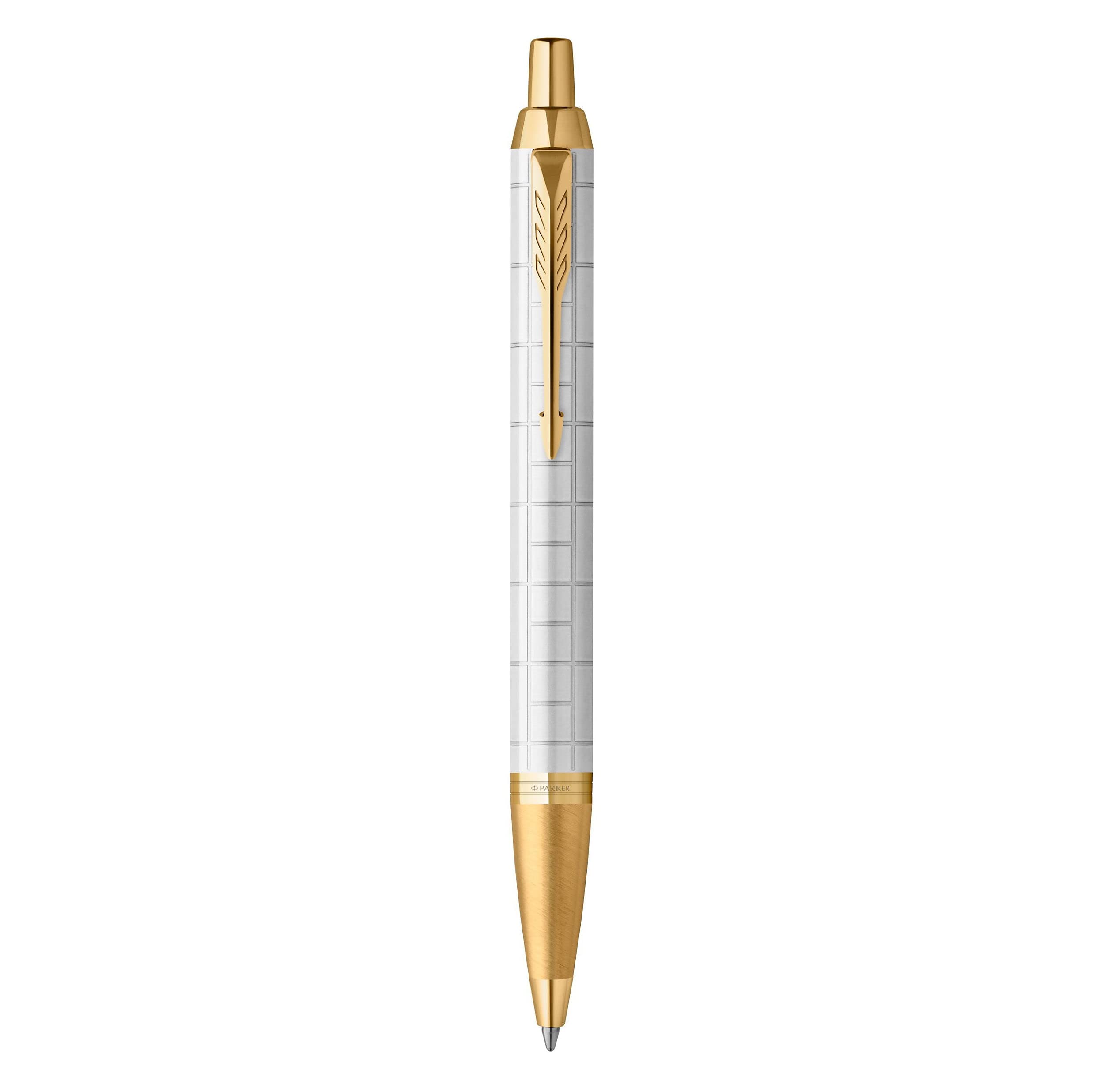 Parker IM Ballpoint Pen | Premium Pearl Lacquer with Gold Trim | Medium Point with Blue Ink Refill | Gift Box
