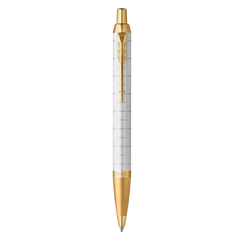 Parker IM Ballpoint Pen | Premium Pearl Lacquer with Gold Trim | Medium Point with Blue Ink Refill | Gift Box