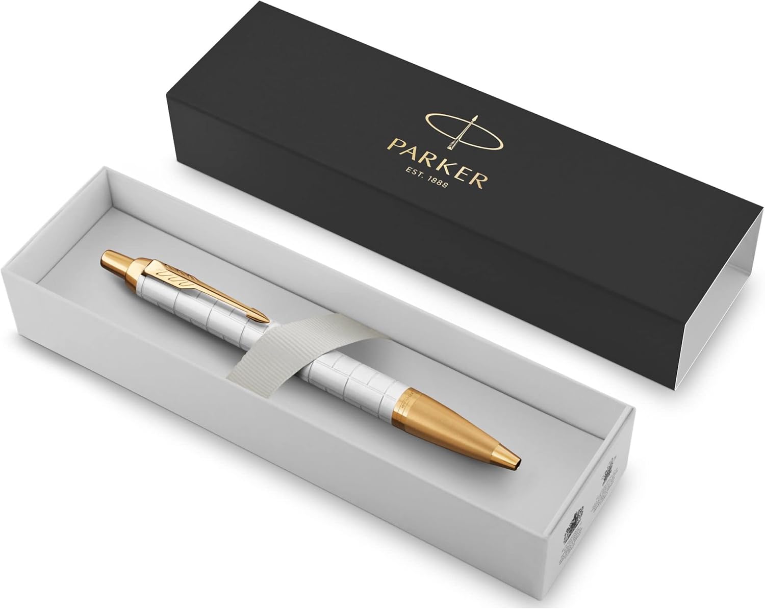 Parker IM Ballpoint Pen | Premium Pearl Lacquer with Gold Trim | Medium Point with Blue Ink Refill | Gift Box