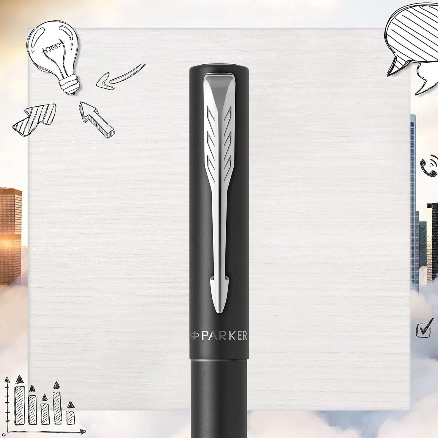 Parker Vector XL Rollerball Pen | Metallic Black Lacquer on Brass | Fine Point with Black Ink Refill |