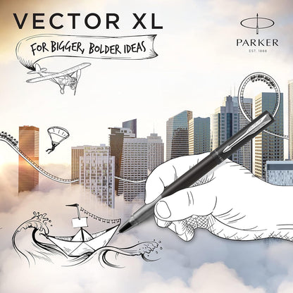Parker Vector XL Rollerball Pen | Metallic Black Lacquer on Brass | Fine Point with Black Ink Refill |