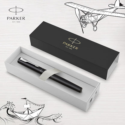 Parker Vector XL Rollerball Pen | Metallic Black Lacquer on Brass | Fine Point with Black Ink Refill |