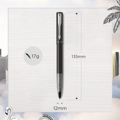 Parker Vector XL Rollerball Pen | Metallic Black Lacquer on Brass | Fine Point with Black Ink Refill |