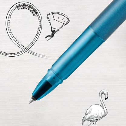 Parker Vector XL Rollerball Pen | Metallic Teal Lacquer on Brass | Fine Point with Black Ink Refill |
