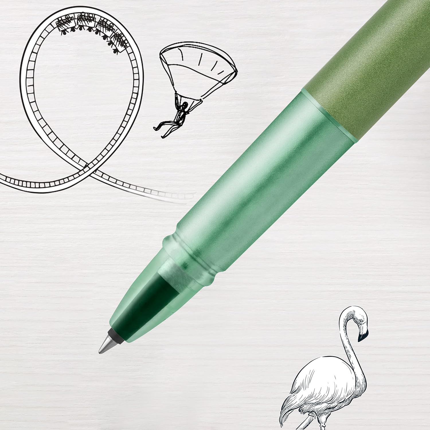 Parker Vector XL Rollerball Pen | Metallic Green Lacquer on Brass | Fine Point with Black Ink Refill | Gift Box