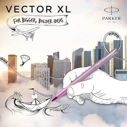 Parker Vector XL Rollerball Pen | Metallic Lilac Lacquer on Brass | Fine Point with Black Ink Refill |