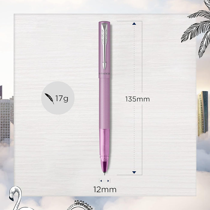 Parker Vector XL Rollerball Pen | Metallic Lilac Lacquer on Brass | Fine Point with Black Ink Refill |