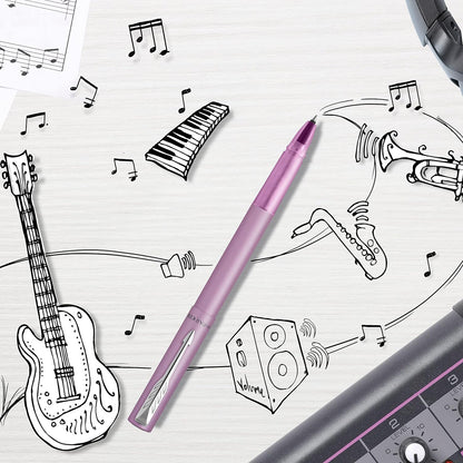 Parker Vector XL Rollerball Pen | Metallic Lilac Lacquer on Brass | Fine Point with Black Ink Refill |