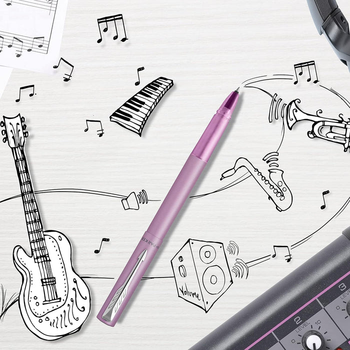 Parker Vector XL Rollerball Pen | Metallic Lilac Lacquer on Brass | Fine Point with Black Ink Refill |