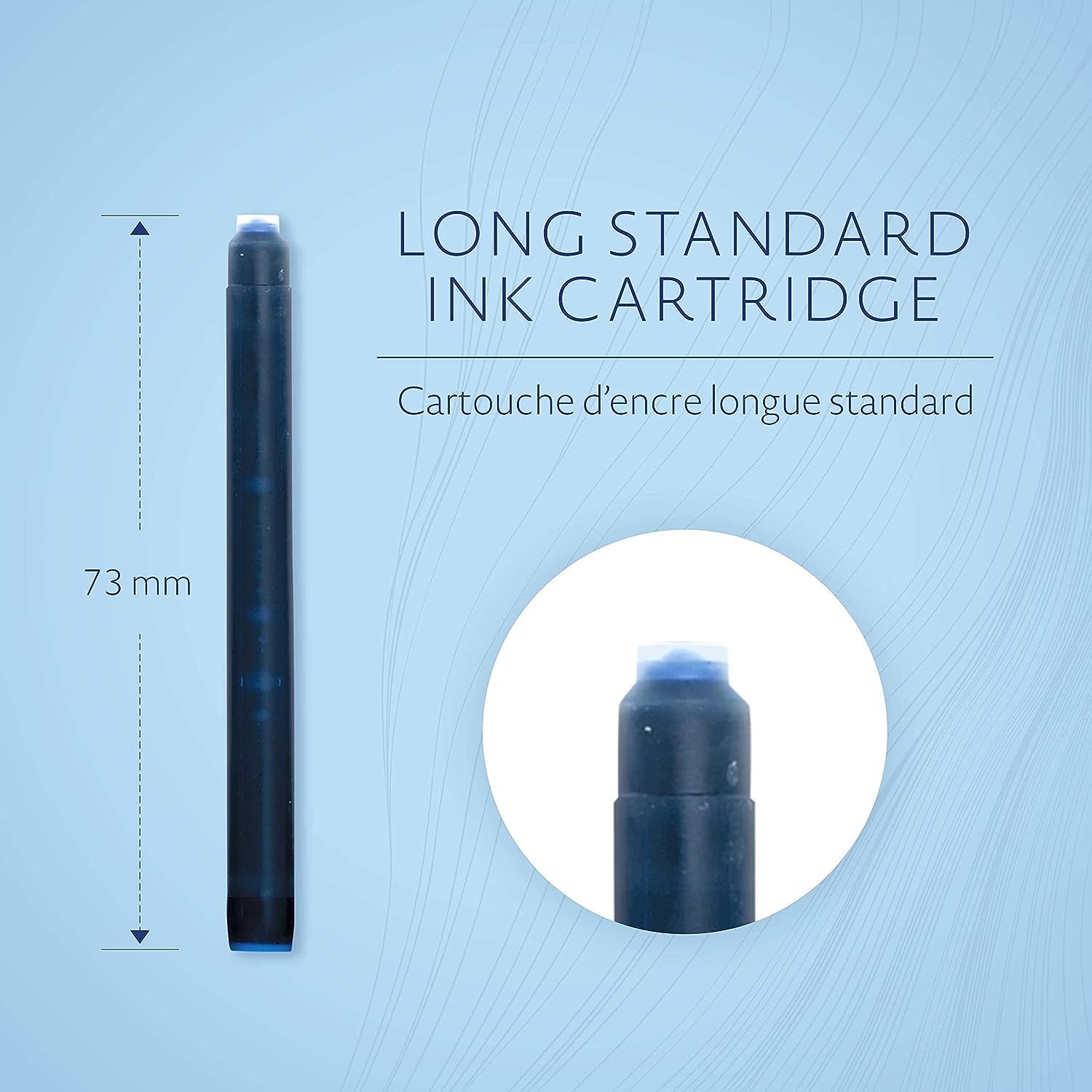 Waterman Fountain Pen Refill Ink Cartridges | Long Standard | Mysterious Blue | 8 Count
