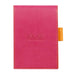 RHODIA 118112C - Clipboard Case + Stapled Notepad N°11 Raspberry - A7 - Small Squares - 80 Detachable Sheets - 80G White Clairefontaine Paper - Pencil Holder - Faux Leather - Rhodiarama Raspberry A7 Squared