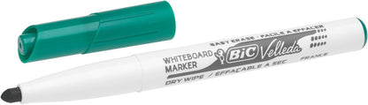 BIC Velleda 1741 Feutres pour Tableau Blanc Effaçables à Sec, Pointe Conique Moyenne - Vert, Boîte de 12