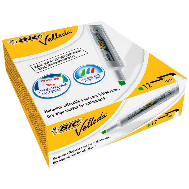 BIC VELLEDA Whiteboard Chisel 1791Marker 3.5-5.5mm Green (Box 12