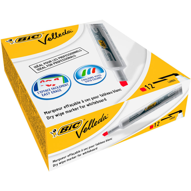 BIC VELLEDA Whiteboard Chisel 1791Marker 3.5-5.5mm Red (Box 12