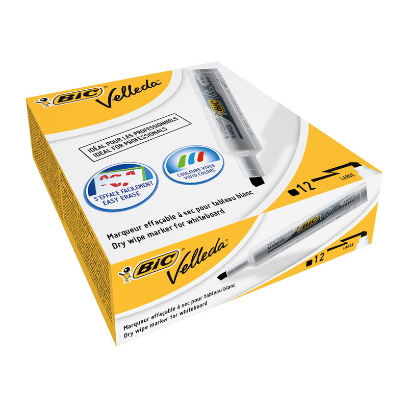 BIC VELLEDA Whiteboard Chisel 1791Marker 3.5-5.2mm Black (Box 12