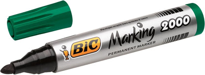 BIC Marking 2000 Permanent Markers Bullet Tip Green 12 Box
