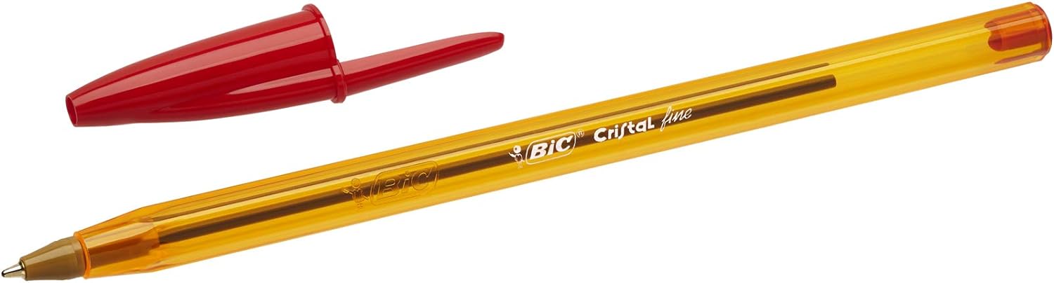 BIC Cristal Fine Ballpoint Pens - Red - Large Box of 50 Fine Point (0.8 mm) Long-Lasting Pens for Office
