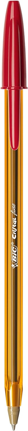 BIC Cristal Fine Ballpoint Pens - Red - Large Box of 50 Fine Point (0.8 mm) Long-Lasting Pens for Office