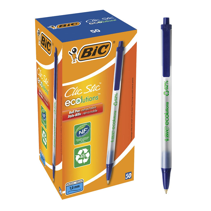 BIC Ecolutions Clic Stic (Recycled) Blue (Box 50