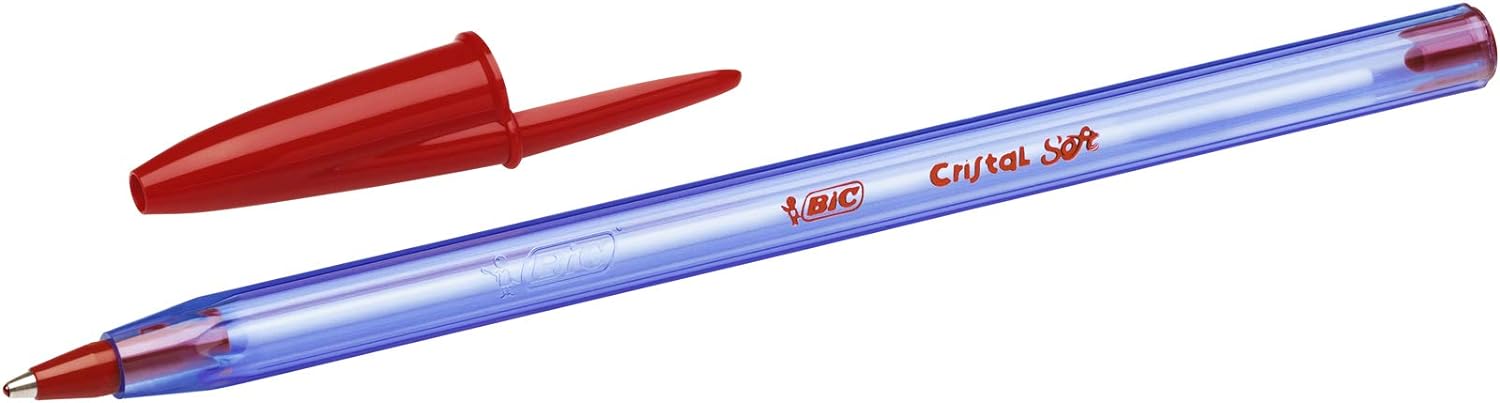BIC Cristal Soft Ballpoint Pen 0.4 MM Pack of 50 Red