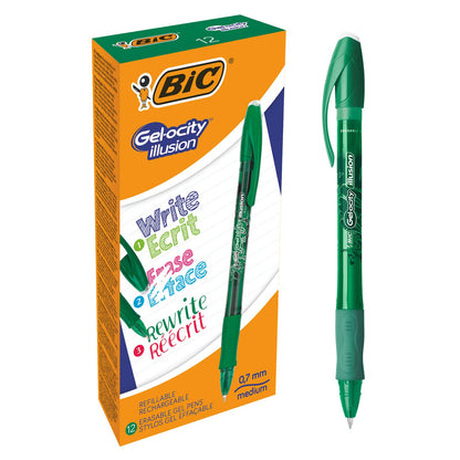 Bic 943443 Gel-ocity Illusion Pressure Gel Rollerball 0.3 mm Box of 12 Green Green 12 count (Pack of 1)