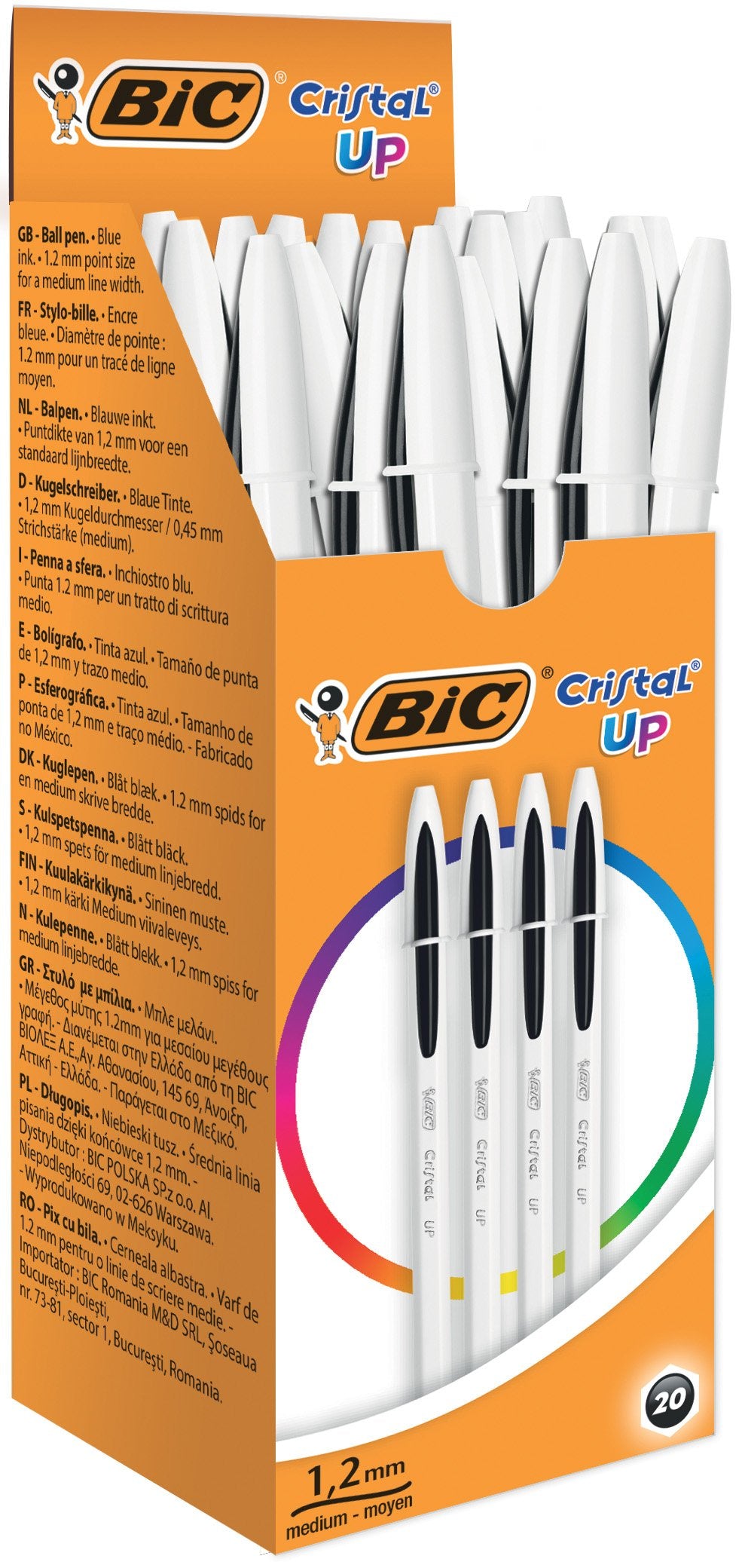 Bic Cristal Up Ballpoint Pen, Black, 20 Count (Pack of 1