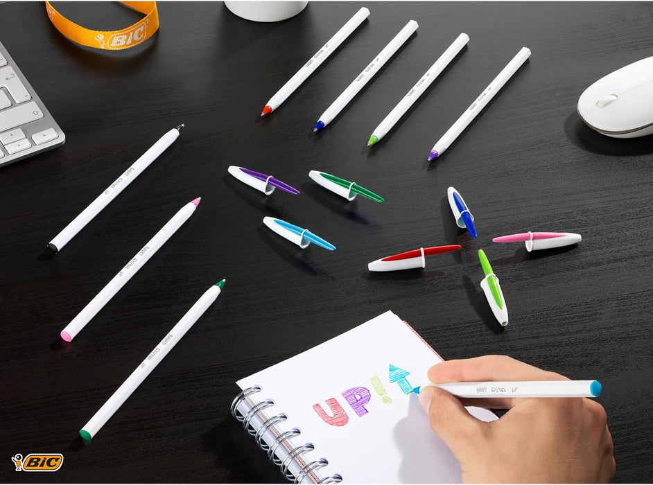 BIC Cristal Up Ballpoint Pens - Assorted Colours, Box of 20 Count (Pack of 1