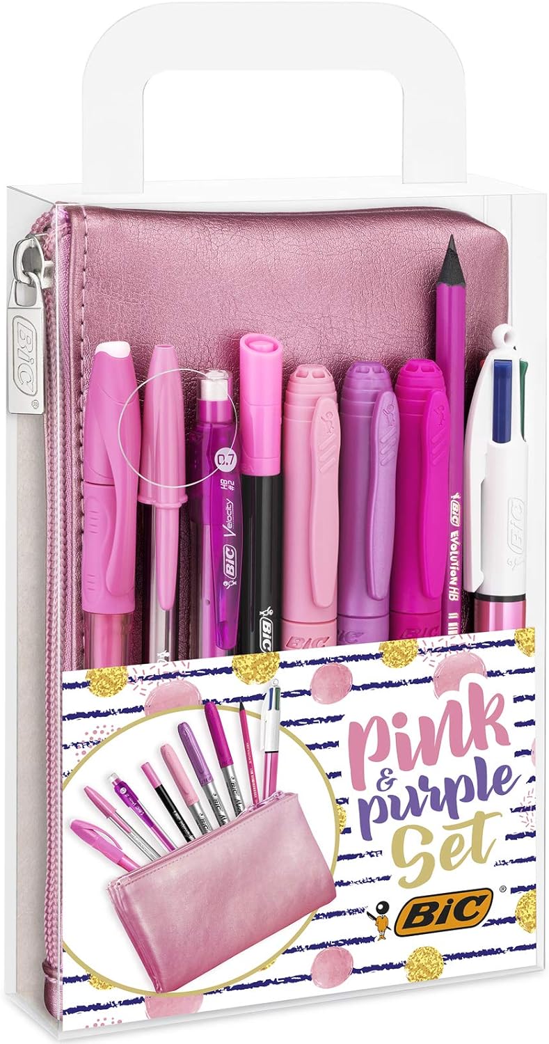 Bic Silver Set - 1 Notebook, 3 Ball Pens/1 Gel Pen/1 Roller Pen/1 Permanent Marker/ 1 Mechanical Pencil