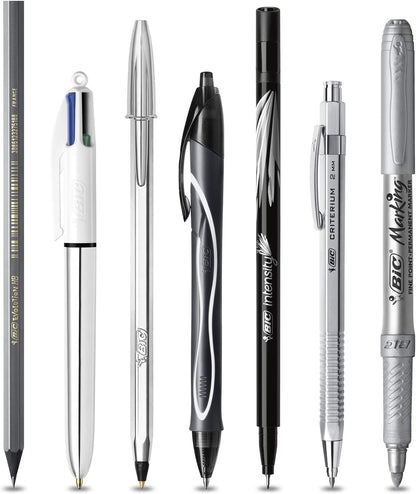 Bic Silver Set - 1 Notebook, 3 Ball Pens/1 Gel Pen/1 Roller Pen/1 Permanent Marker/ 1 Mechanical Pencil