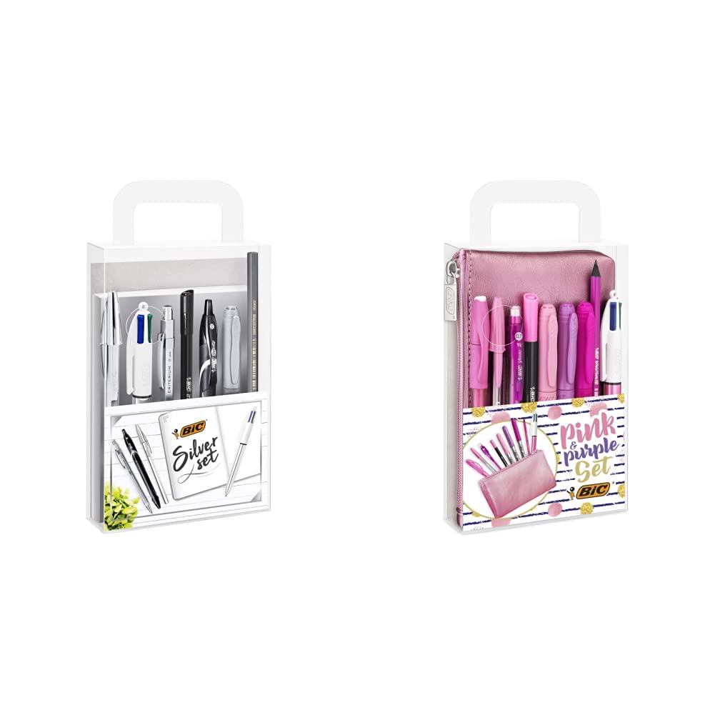Bic Silver Set - 1 Notebook, 3 Ball Pens/1 Gel Pen/1 Roller Pen/1 Permanent Marker/ 1 Mechanical Pencil