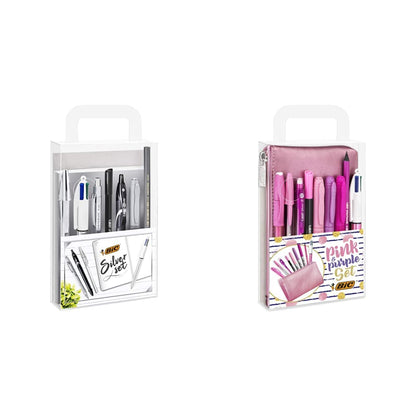 Bic Silver Set - 1 Notebook, 3 Ball Pens/1 Gel Pen/1 Roller Pen/1 Permanent Marker/ 1 Mechanical Pencil