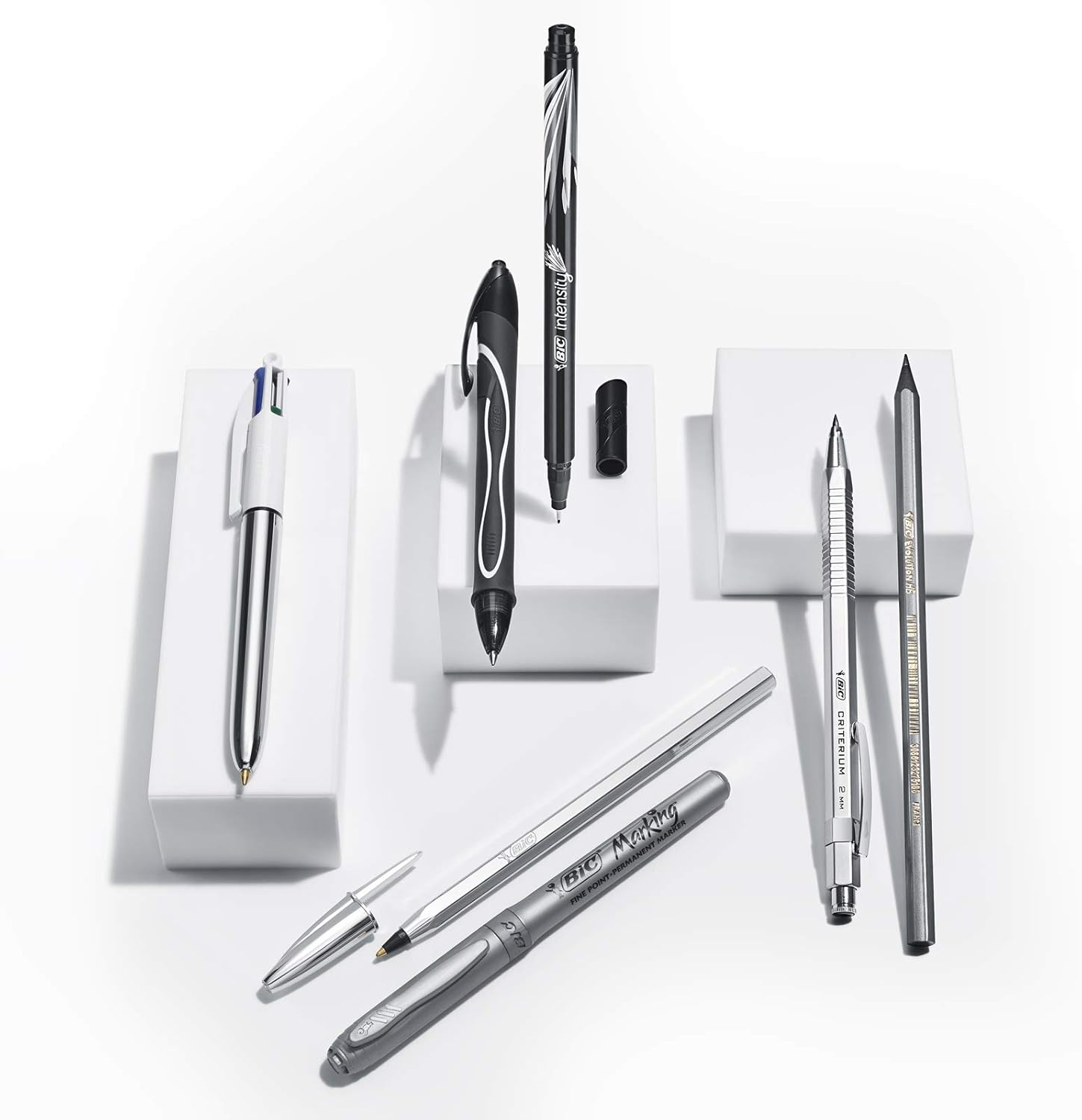Bic Silver Set - 1 Notebook, 3 Ball Pens/1 Gel Pen/1 Roller Pen/1 Permanent Marker/ 1 Mechanical Pencil